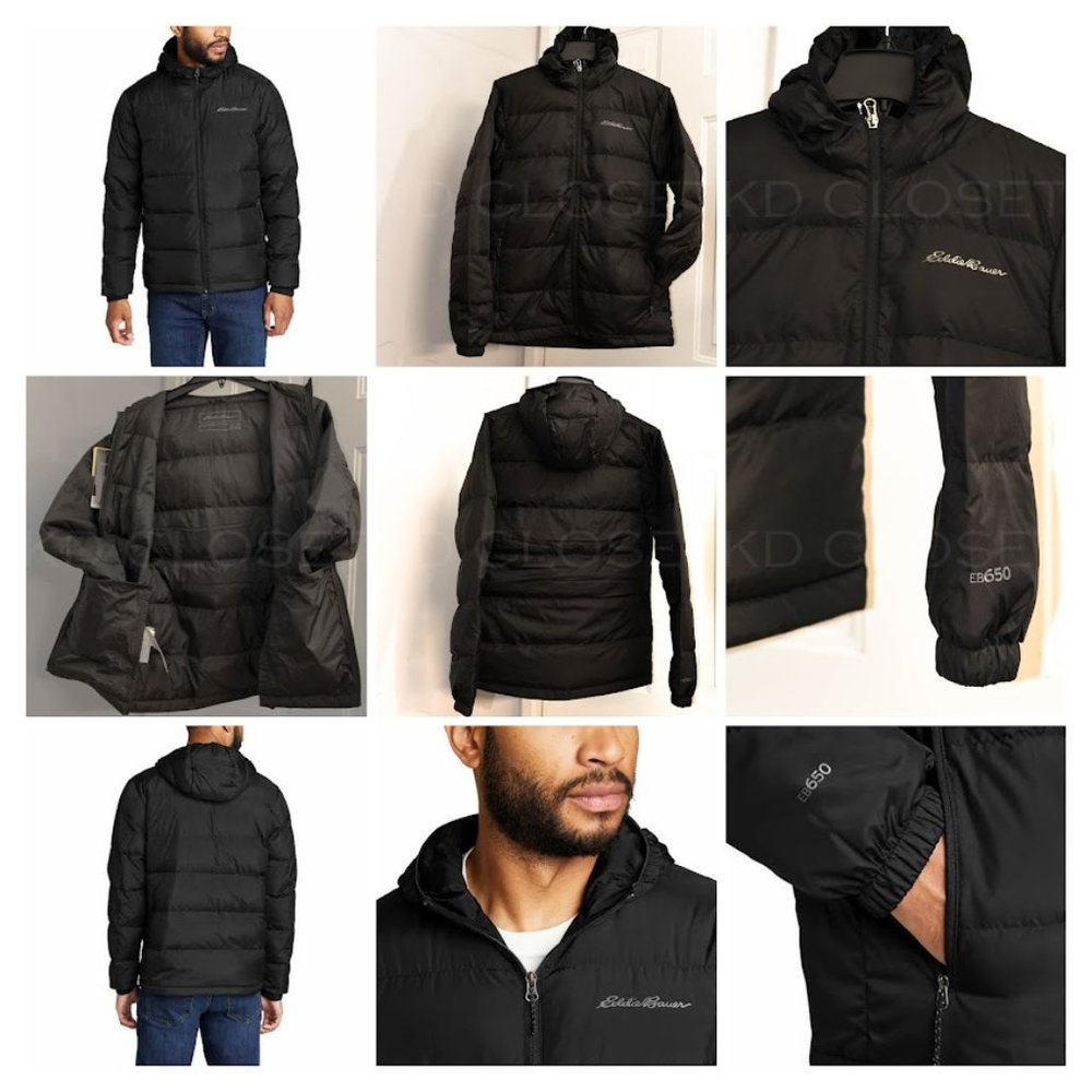 Men’s Hooded Down Black Jacket Eddie Bauer
